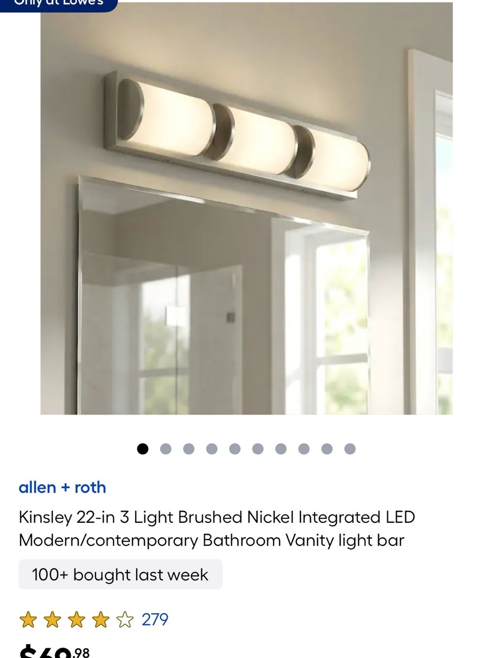 2 sets Kinsley Brushed Nickel 3-Light LED Bathroom Vanity Light - Brushed Nickel